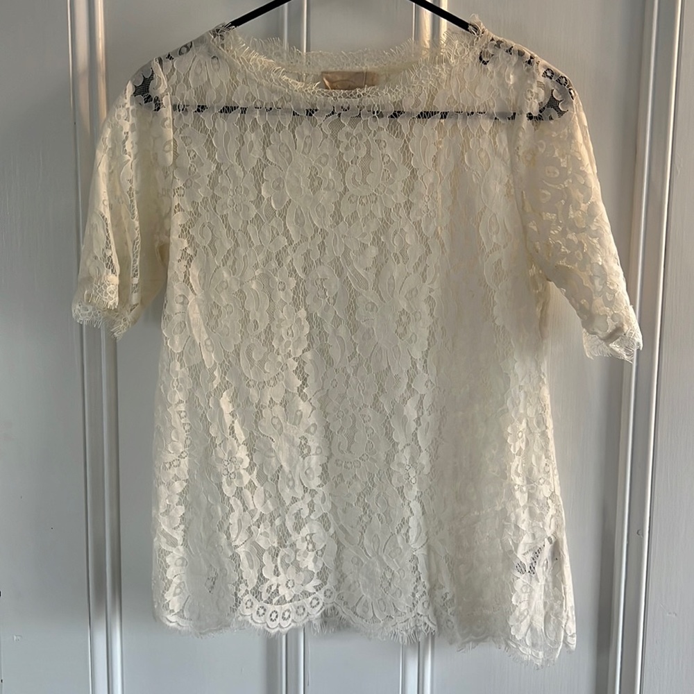 Vanessa Virginia off white lace shirt XS